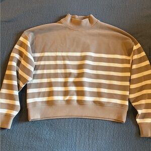 Calia Striped Tan and White Women's Mock Neck
